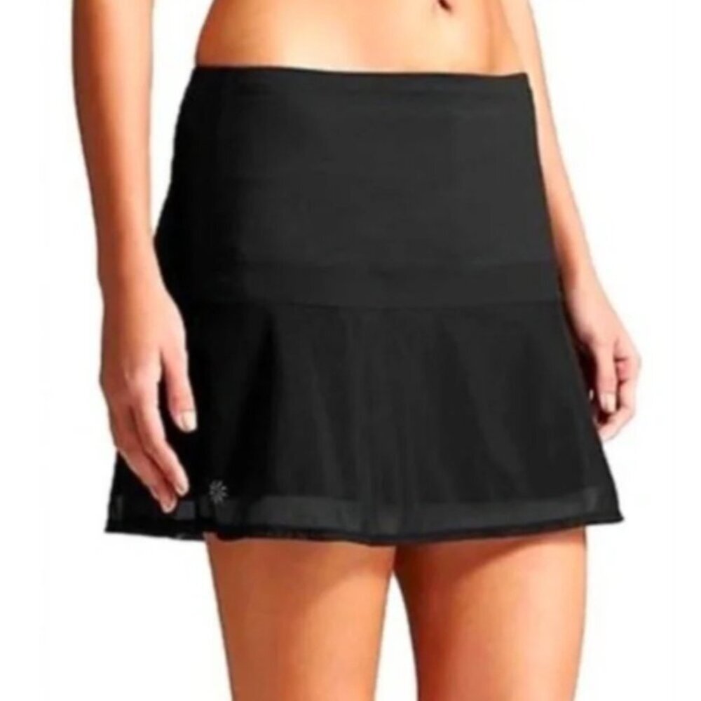 Athleta Black UpBeat Mesh Overlay Built-In Shorts Skort Size Large Tennis Golf